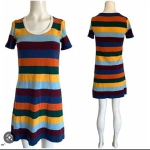 Faherty Striped Rainbow Tshirt Dress, size medium